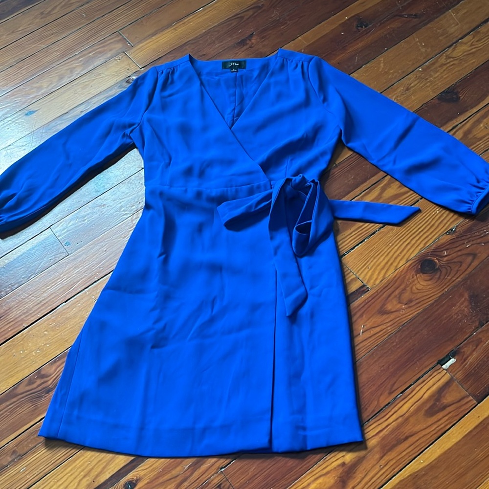 J Crew Ocean Blue Crepe wrap dress, size 8